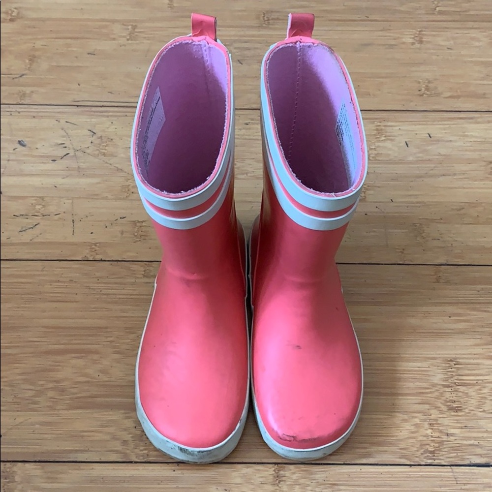 Pink rain boots
